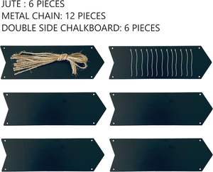 6 Pack Hanging Wood Chalkboard Double Sided Arrow Signs, <b>Erasable</b> Black Board for Wall Decoration 12 x 4 In - Product Image 3