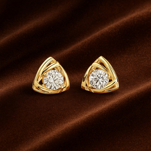Pendientes de joyería de moda 14K oro sólido triángulo Stud pendiente completo diamante Triangular laboratorio crecido diamante Stud pendiente mujeres - Product Image 3