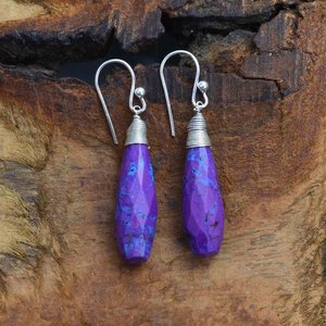 Purple Copper <b>Turquoise</b> 925 Sterling Silver Drop <b>Earrings</b> Handmade Luxury Jewelry For Women Wholesale - Product Image 3