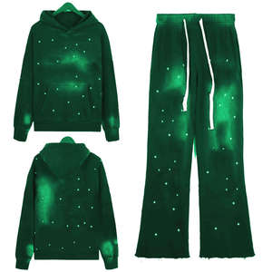 Conjunto de Sudadera con Capucha y Pantalones Acampanados de Felpa Gruesa con Pedrería para Hombre, Talla Grande, Transpirable, Personalizado, para Invierno - ¡Oferta! - Product Image 6