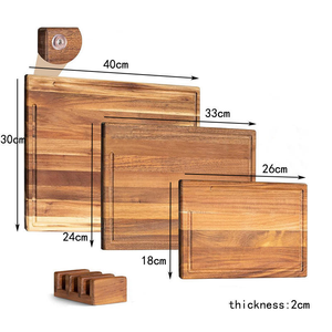 Tabla de Queso de Madera de Acacia de Primera Calidad, Tabla de Cortar Frutas y Carne, Juego de 3 Tablas de Cortar de Madera con Soporte - Product Image 2