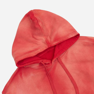 Sudadera con Capucha Degradada para Mujer, 100% Algodón Lavado, Color Rojo, con Diseño Forrado, Logotipo Bordado, Patrón Sólido, Cómoda - Product Image 2