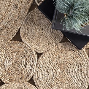 Handmade <b>Jute</b> Braided Door Mat with Floral Shape Low Cost Home Living Room Storage <b>Baskets</b> for Decoration - Product Image 2