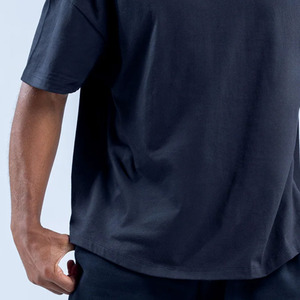 Top vente Logo personnalisé noir hommes T-Shirts tombé emmanchure et épaule surdimensionné Fit Gym formation et vêtements de sport t-shirt pour hommes - Product Image 5