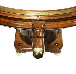 Mesa de Centro/Mesa Auxiliar con Forma de Timón Náutico en Roble Oscuro/Mesa de Comedor con Forma de Timón de Barco Antiguo, Muebles Antiguos - Product Image 4