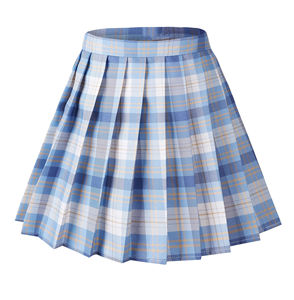 Jupes Courtes en Coton Spandex Khaki en Gros pour Filles d'École Taille Élastique Réglable avec Plis à l'Avant Uniforme Scolaire du Lycée - Product Image 1