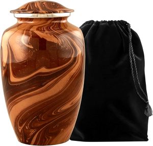 Urna marrón para cenizas humanas Urnas conmemorativas para adultos para cenizas humanas Urna de cremación decorativa para cenizas de adultos Tamaño personalizado - Product Image 1