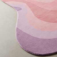 Handmade Wool Rug in Pink Purple Irregular Shape Modern Carpet for Living Room & Kids Room Soft Custom Home Decor Picnic Use