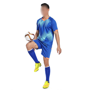 Uniforme de fútbol de tela de poliéster 100% duradero con buen proveedor impreso por sublimación de Color azul para adultos - Product Image 6