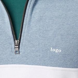 1 \ 4 Media cremallera Manga larga Otoño Invierno Sudadera de alta calidad Bordado personalizado Logo Color Block Hombres Sudadera - Product Image 5