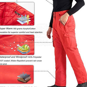 Pantalon de ski d'hiver de haute qualité pour homme avec logo personnalisé tissu polyester/coton imperméable et coupe-vent respirant isolant en duvet - Product Image 4