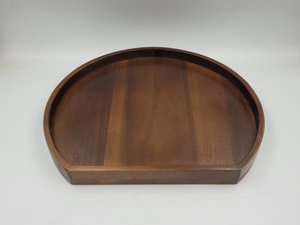 Compartiments de plateau de service en bois d'acacia demi-cercle couleur marron utilisation intérieure et extérieure pour salon produit du Vietnam - Product Image 2