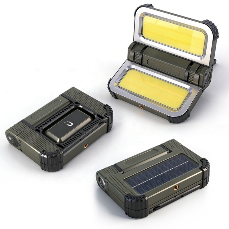 BORUiT COB LED Work Light Solar Rechargeable Magnetic Portable Handheld Outdoor Working Light for Workshop Garage Construction