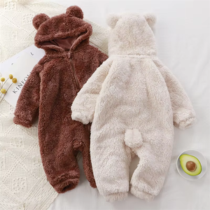 Invierno cálido bebé de alta calidad mono recién <span class=keywords><strong>nacido</strong></span> manga larga con capucha 3-36 meses bebé niñas cremallera Animal ropa - Product Image 2