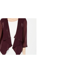 เสื้อสเวตเตอร์ผู้หญิงสีม่วงไซส์เล็ก Calvin Klein รุ่น Illusion-Sleeve ประดับด้วยคริสตัล - Product Image 2