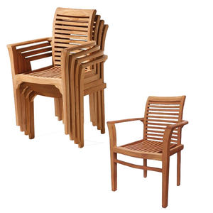 Patio Jardín Madera de teca Indonesia Sillas apilables Muebles de exterior - Product Image 1