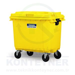 Conteneur de déchets en plastique jaune 660 LT de luxe du fabricant turc de première qualité debout meilleur produit de Offre Spéciale des ordures extérieures - Product Image 2