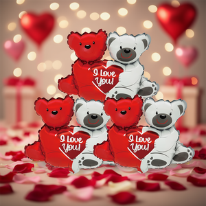 Globos de aluminio con diseño de ositos y la frase 'Te amo' para fiestas, 38x40.5cm, paquete de 12 unidades, artículos para el Día de San Valentín - Product Image 3