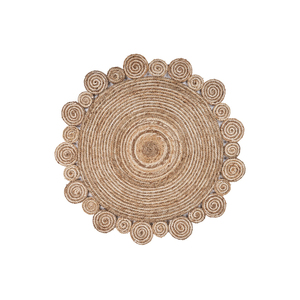 พรมปอกระเจาทรงกลมทำด้วยมือผ้าฝ้ายปักทำมือสำหรับห้องนอนห้องนั่งเล่นวัสดุปอกระเจาออร์แกนิก - Product Image 1