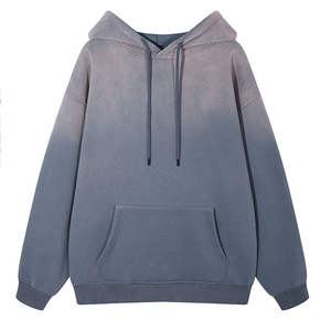 เสื้อฮู้ดสตรีทแวร์ผู้ชายแบบสั่งทำพิเศษ ลุคทำสีซีดแบบฟอกกรด ซิปหนา 3 มิติ ปักลายเพชร - Product Image 2