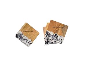 El mejor diseño, posavasos de té ecológicos minimalistas modernos de 4 piezas, posavasos de té de madera de acacia de resina epoxi multifuncional, vajilla caliente - Product Image 1