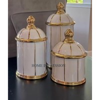 HOME IMPRESSION Ensemble de 3 récipients de cuisine en verre et métal faits à la main, forme et taille personnalisées, couvercles écologiques, rangement minimaliste