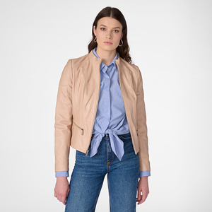 Venta al por mayor chaqueta de cuero de las mujeres de cuero de manga larga chaqueta sólida para la mujer OEM Diseño Logo transpirable chaquetas de cuero para las mujeres - Product Image 3