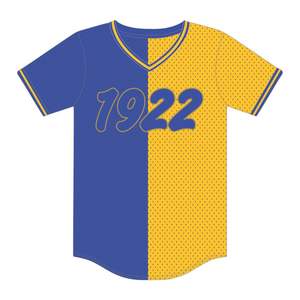 1922 Sigma Gamma Rho Half and Half Pullover Jersey de béisbol 100% Malla de poliéster SGRho Sorority Camiseta con cuello en V con logotipo de apliques - Product Image 2