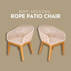 Chaise de salle à manger moderne en rotin avec pieds en teck et assise rembourrée pour hôtel, restaurant, patio, ferme et villa, utilisation en extérieur - Product Image 6