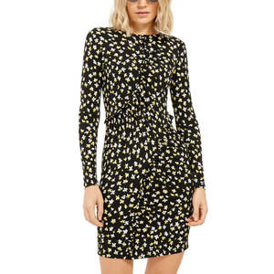 Abito lungo da donna Michael Kors XX-Large giallo con motivo a gigli e volant sul davanti, vita naturale, traspirante, alla moda - Product Image 1