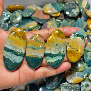 100% Natural Ocean Jasper Cabochon Piedra preciosa suelta de la mejor calidad para la fabricación de joyas de mujer Lote de forma de mezcla redonda - Product Image 2