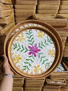 HOT TREND Bandeja de servicio de ratán ecológica con asas Set Forma personalizable para mesas de café Cama Artículos de cocina al por mayor - Product Image 6