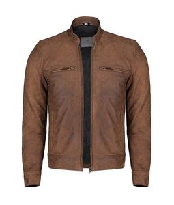 Matsumoto <b>Light</b> Brown Biker Leather <b>Jacket</b> For <b>Men</b> - Product Image 2