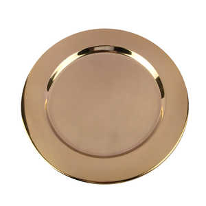 Assiette de service ronde en métal de qualité supérieure plaquée or, design simple, vaisselle et assiettes pour événements, mariage, décoration de fête - Product Image 1