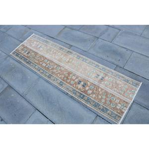Alfombra Turca de Pasillo 1.6x5.5 pies (50x169 cm), Alfombra Azul Vintage Estilo Suroeste - Product Image 2