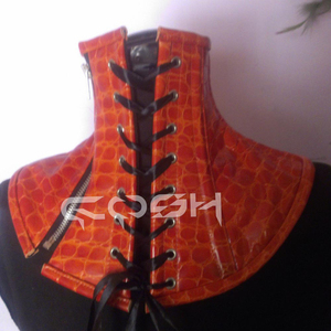 Corset en cuir orange gaufré façon croco - Product Image 6