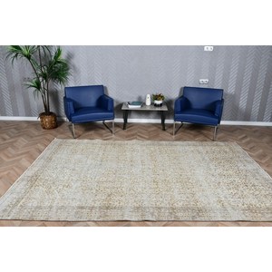 Tapis turc vintage 6,2x9,6 pi (189x294 cm), tapis en laine blanc abstrait - Product Image 2