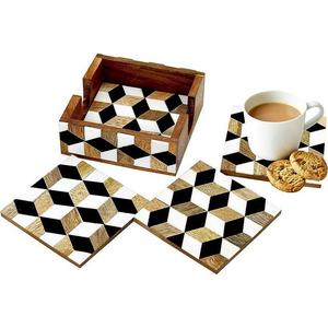 ถาดรองแก้วไม้เรซินทรงสี่เหลี่ยมสไตล์ญี่ปุ่นสำหรับดื่มกาแฟในสำนักงาน - Product Image 1