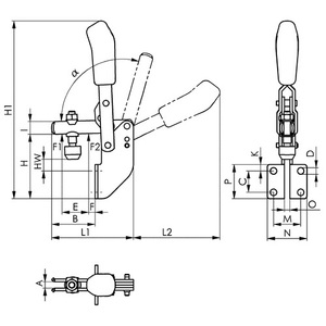 Size 3 Angled Foot AMF Vertical <b>Clamping</b> Device No. 6803 - Product Image 3