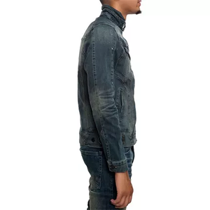แจ็คเก็ตยีนส์ผู้ชายสไตล์สตรีทสปอร์ตสีน้ำเงิน ดีไซน์ลุคเท่แบบวินเทจ พร้อมแพทช์ตกแต่ง - Product Image 5
