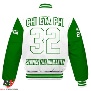 Nouveau Design Sorority Chi Eta Phi Hiver Casual Respirant Coupe-Vent Doublure En Laine Sérigraphie Stripped Bottom Bouton Brodé - Product Image 5