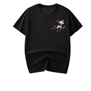 Camisetas de algodón 100% para hombre, ropa de verano de 180 gramos de punto, letras bordadas personalizadas, patrón sólido, camisetas en blanco al por mayor - Product Image 1