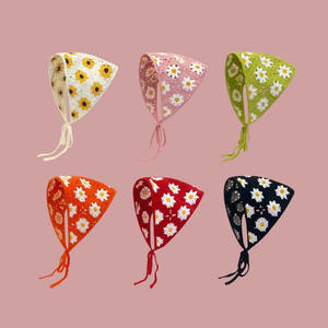 Fasce <span class=keywords><strong>per</strong></span> capelli all'uncinetto da donna e ragazza, foulard vintage lavorato a maglia con motivo floreale boho - Product Image 2