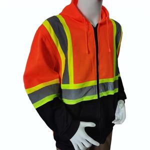 High Visibility Fleece Reflective Polyester Breathable Windproof Waterproof 2024 Zip Hoodies <b>Workwear</b> Jackets <b>Winter</b> Safety - Product Image 2