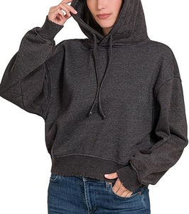 Exquisita Sudadera con capucha de gran tamaño Vintage Streetwear en un acabado desgastado lavado a la moda, hecha a mano de French Terry para mujeres - Product Image 3