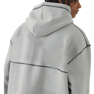 Alta calidad logotipo personalizado etiqueta 500gsm peso pesado pulóver sudaderas 100% algodón hombros caídos de gran tamaño hombres Sudadera con capucha básicos - Product Image 2