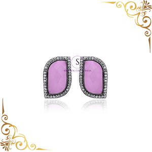Boucles d'oreilles indiennes faites à la main en argent oxydé boucles d'oreilles en pierres précieuses belles boucles d'oreilles pour femmes bijoux pour la fête de mariage - Product Image 4