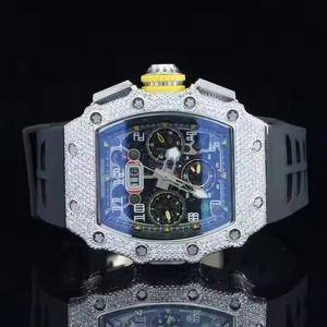 Montre automatique premium en moissanite avec diamant Montre Richard faite à la main Mouvement automatique de luxe glacé Montre personnalisée - Product Image 4