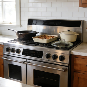 موقد هيكسيون متعدد الوظائف 48 بوصة، يعمل بالغاز والكهرباء مع فرن حراري، 220 فولت للمطاعم في الاتحاد الأوروبي/نيجيريا/غانا - Product Image 1