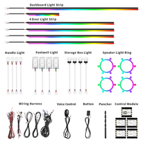 ICarsin - Kit d'éclairage d'ambiance intérieur universel 22-en-1 Symphony LED pour voiture, 256 couleurs, commande vocale anglaise, accessoires de décoration